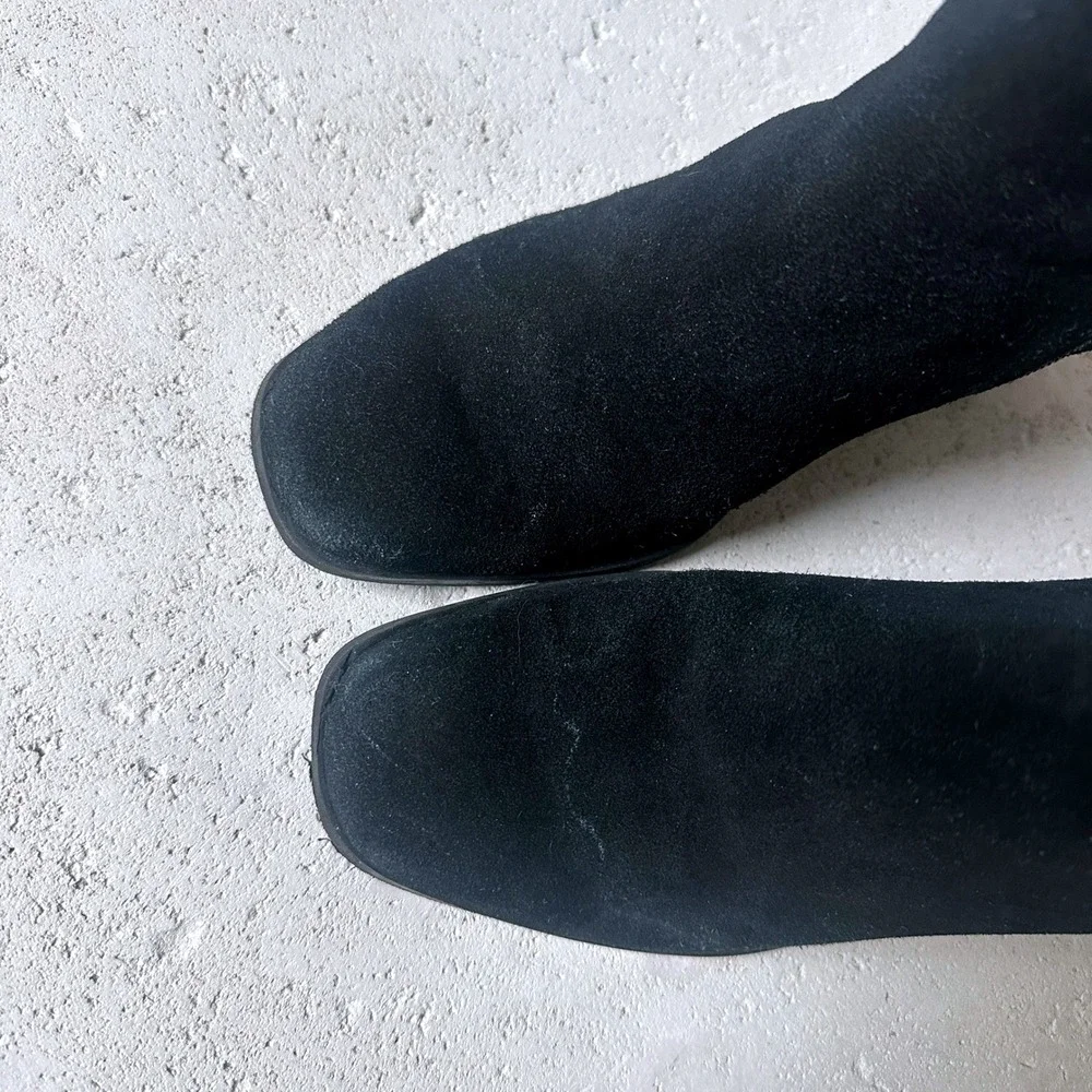 Dolce Vita Black‎ Suede Square Toe Block Heel Ankle Boots Side Zip 6.5